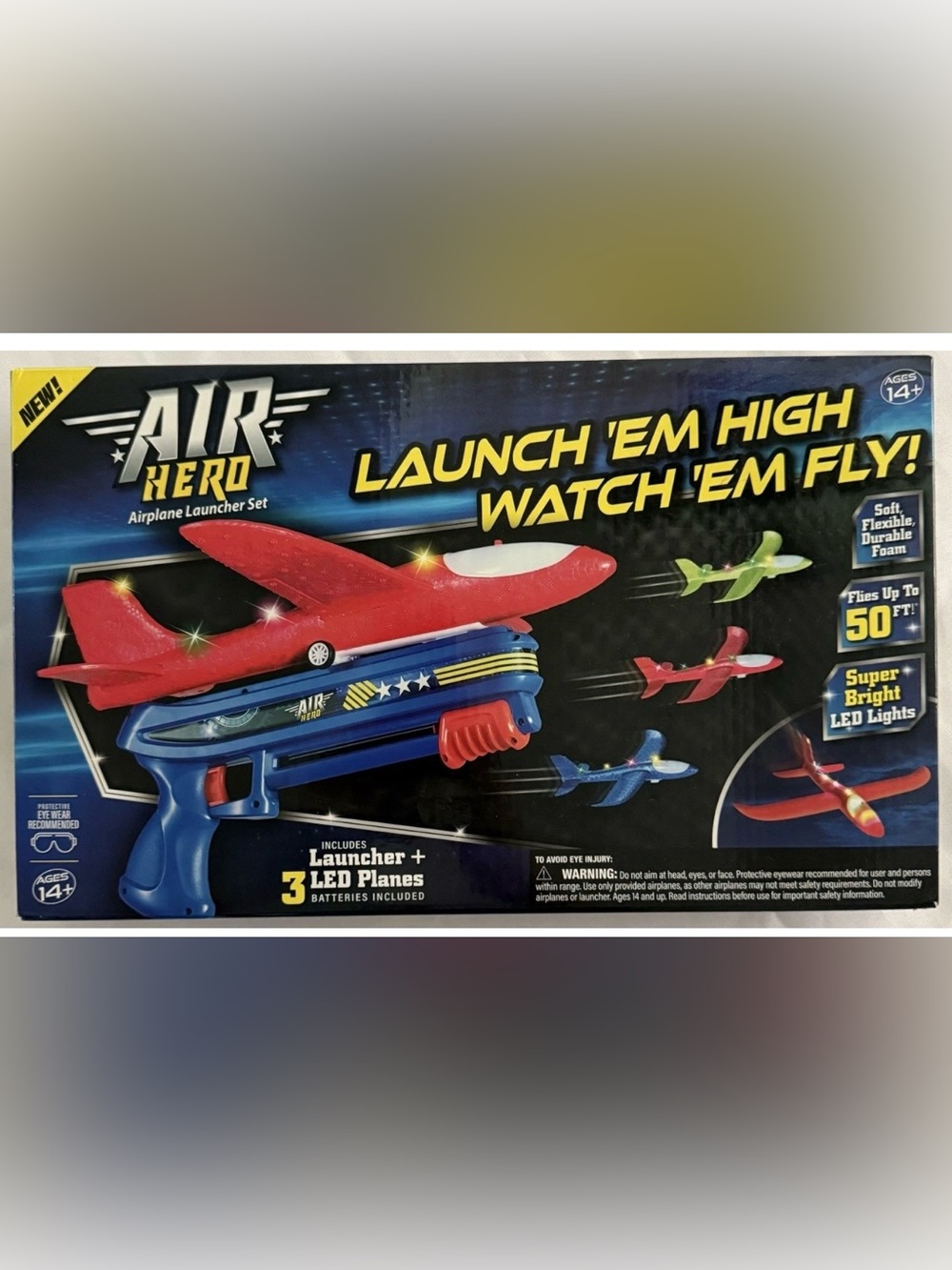 Air Hero Airplane Launcher Set With Launcher & 3 LED Planes